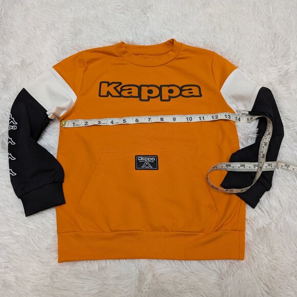 Kappa Unisex Crew Neck Orange with Black Pullover Loopknit  Sweatshirt NWOT - Picture 5 of 11